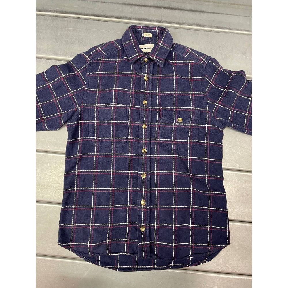 Taylor Stitch Flannel Button Up Shirt Mens 38 Blue Plaid Casual Long Sleeve - Picture 2 of 8